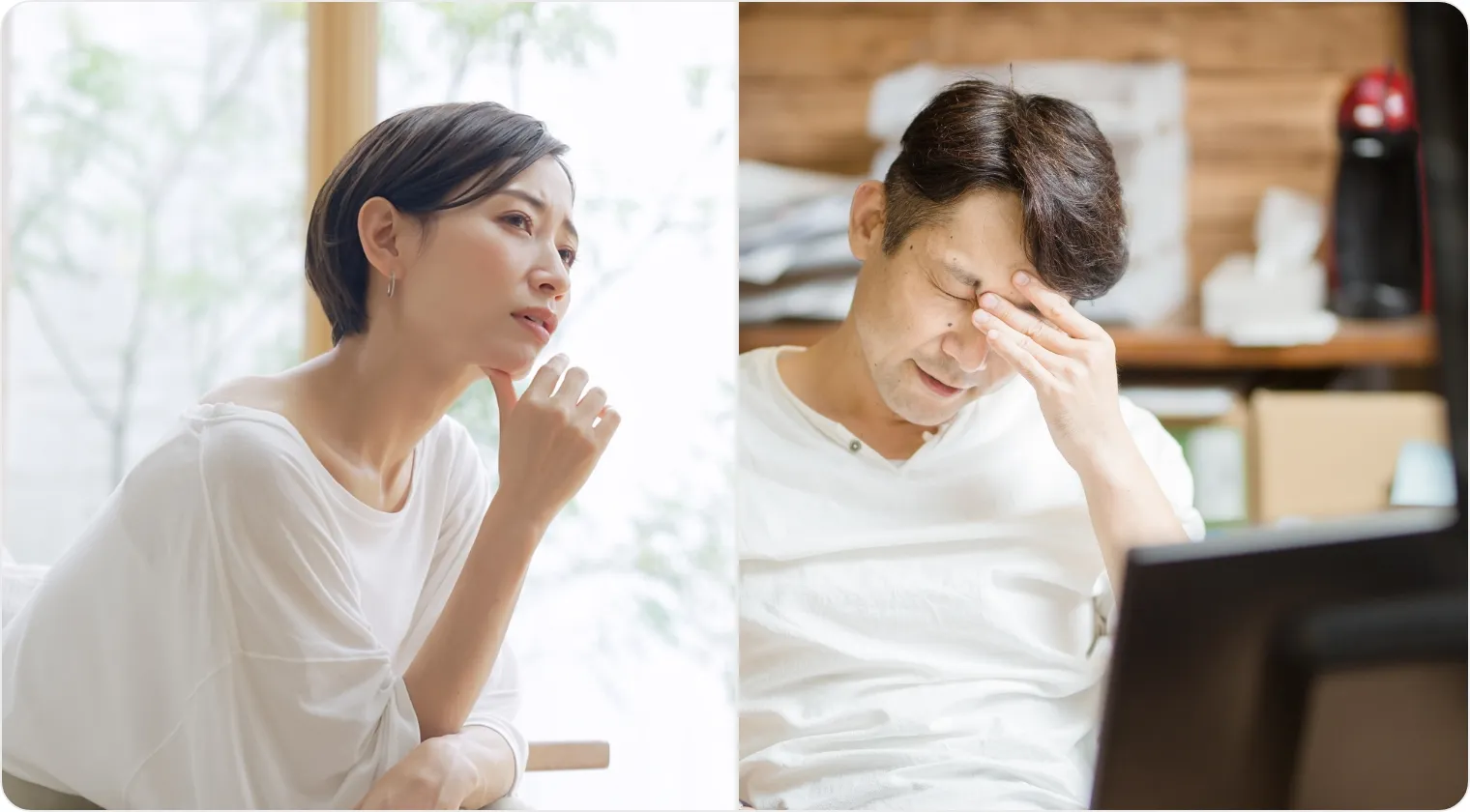 胆石の治療や胆のうの手術のことで悩んでいる男女